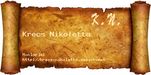 Krecs Nikoletta névjegykártya